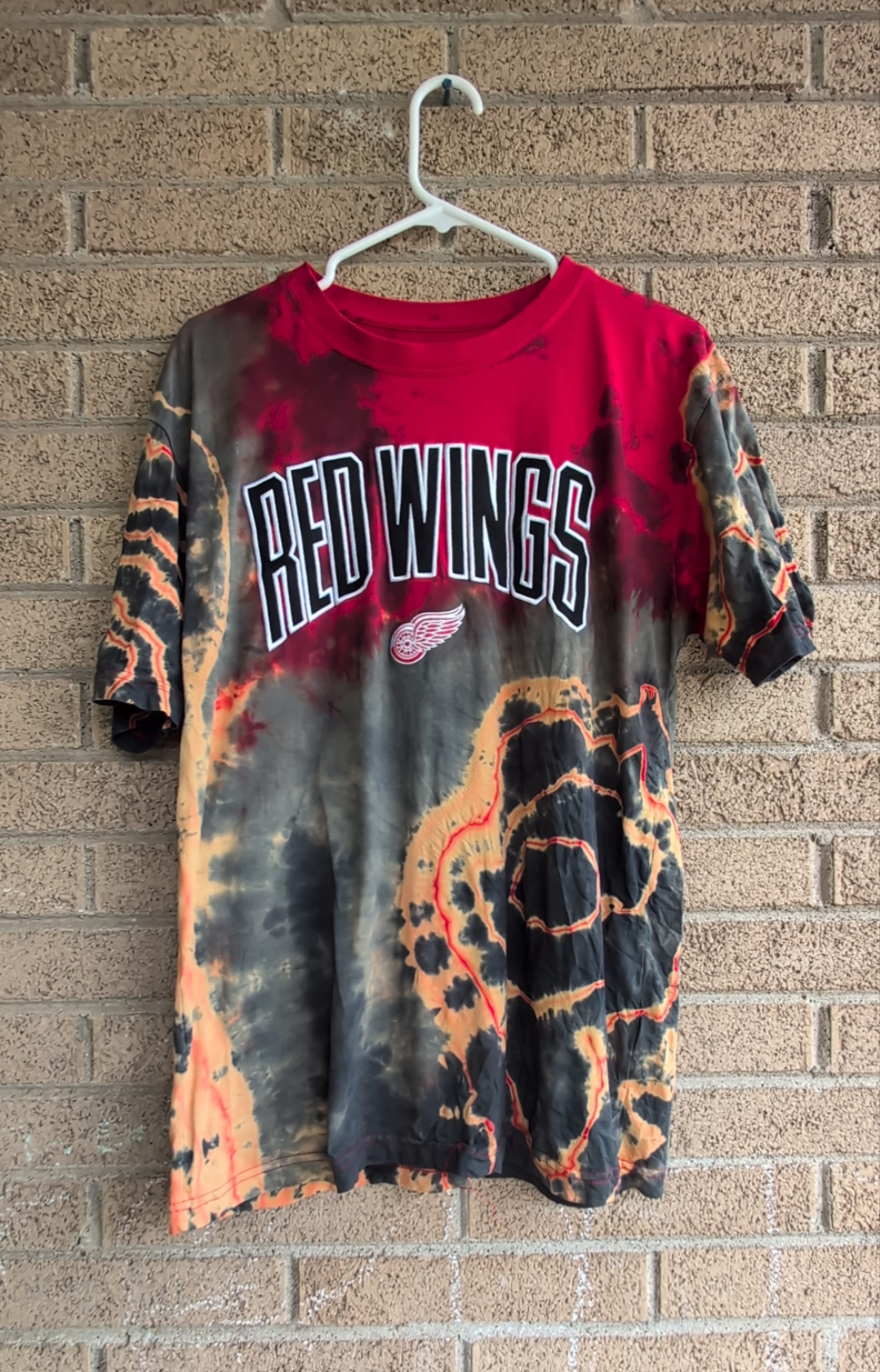 Large Up-Cycled Red Wings T-shirt
