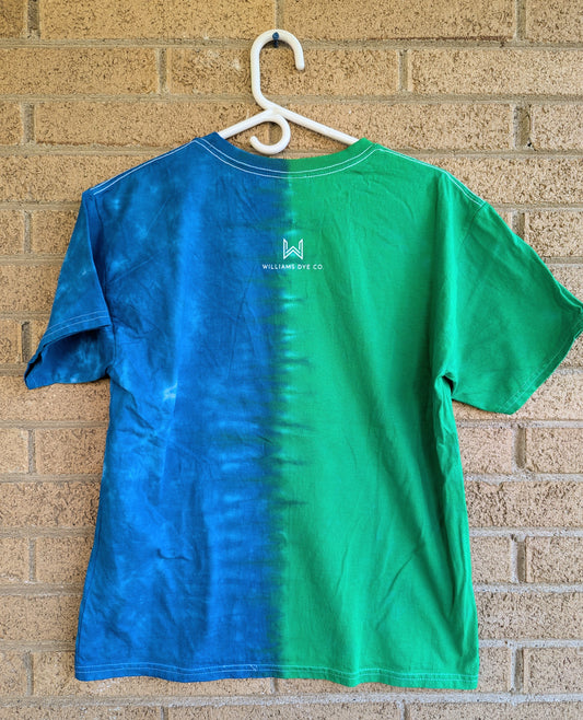 Youth X-Large Two-Toned Split Dyed Tee Shirts - Green and Blue