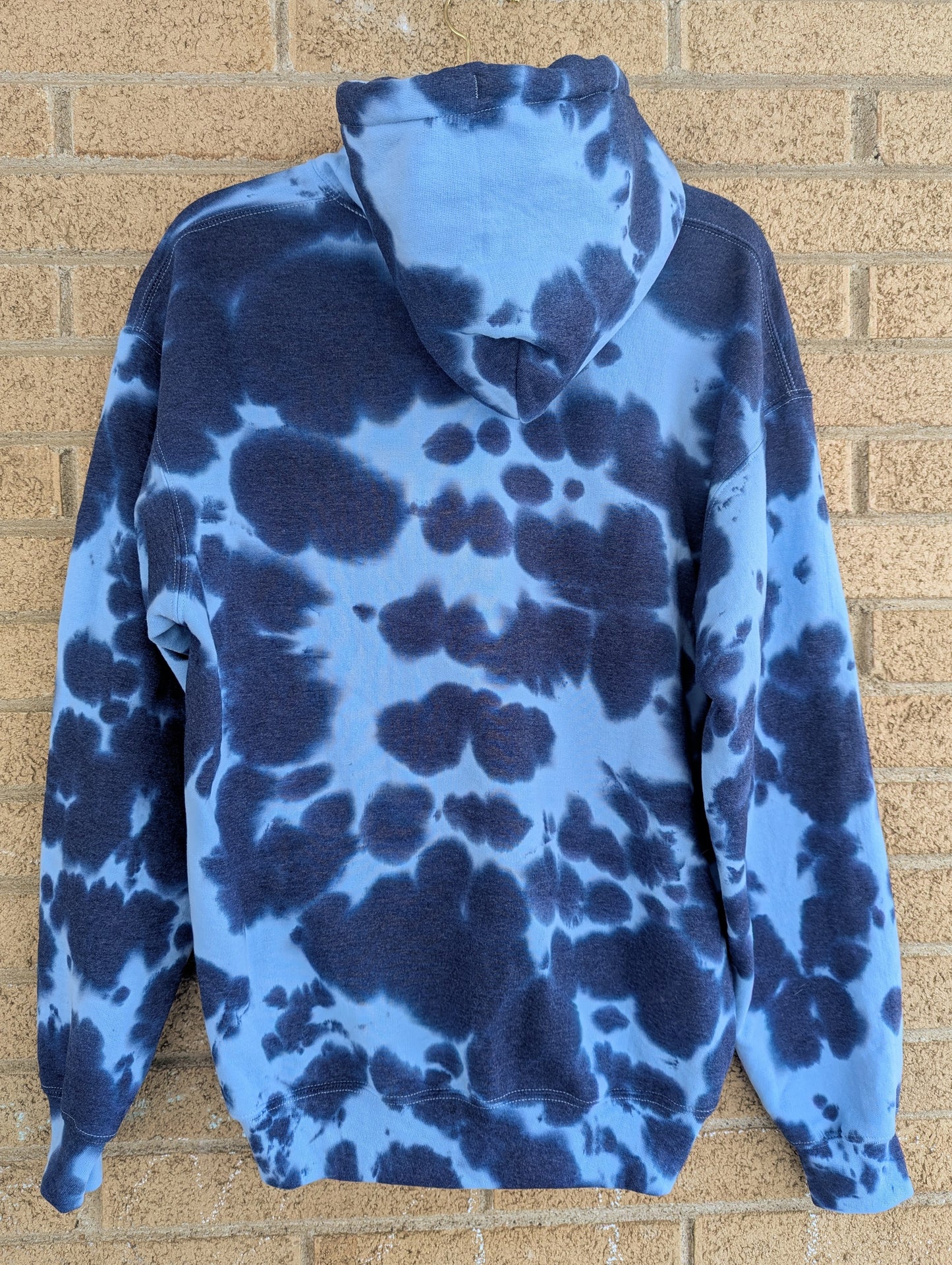 Large Adult Unisex Blue Monochromic Hooded Sweatshirt