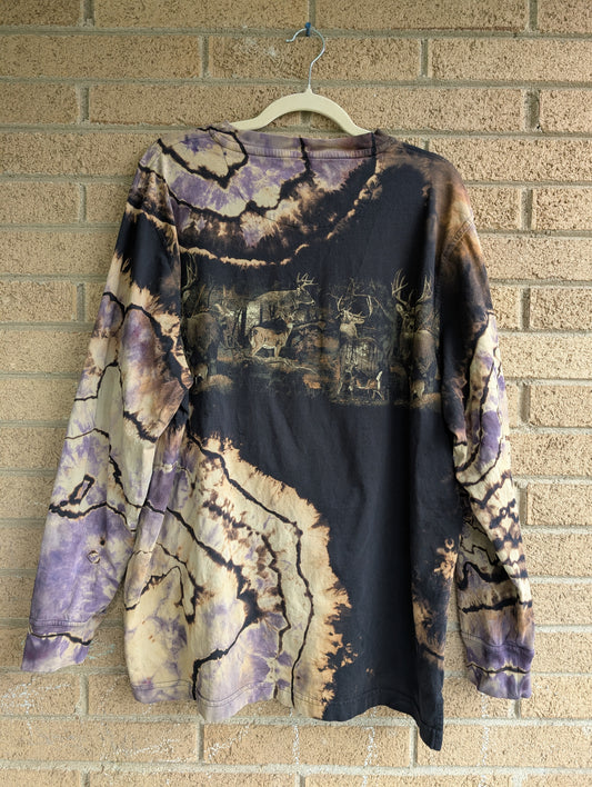 Large Up-Cycled Deer Long Sleeved Shirt