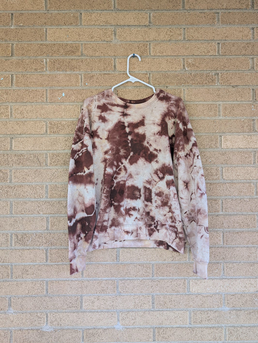 Large Unisex Brown Reverse Dyed Crewneck