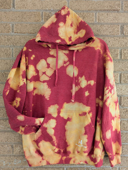 Large Adult Unisex Reverse Dyed Heathered Red and Gold Hoodie