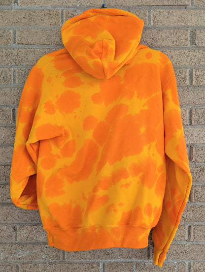 Small Adult Unisex Orange Monochromic Hooded Sweatshirt