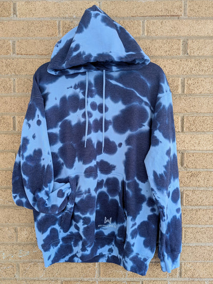 Large Adult Unisex Blue Monochromic Hooded Sweatshirt