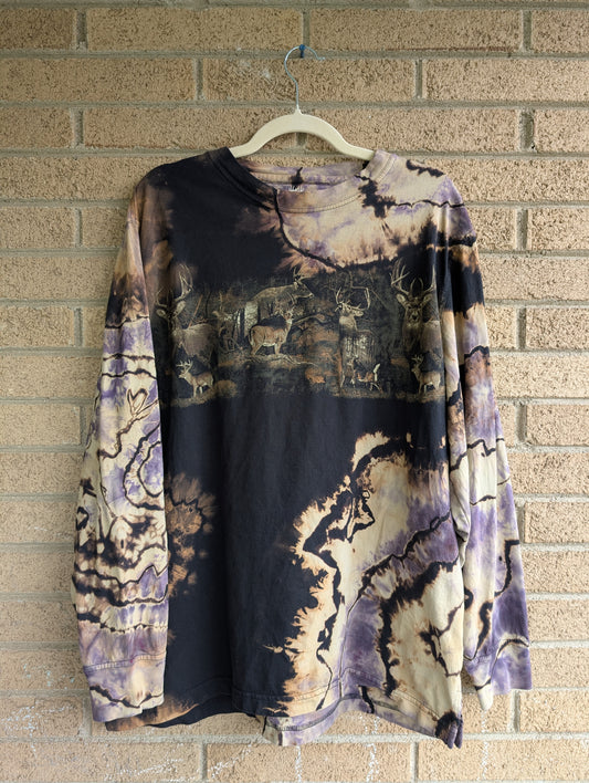 Large Up-Cycled Deer Long Sleeved Shirt